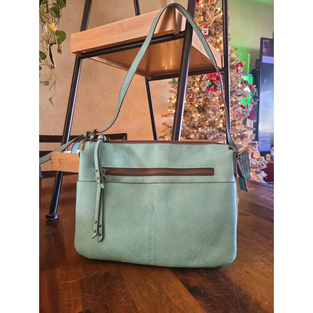 Unbranded Tiffany Blue Faux Leather Crossbody Adjustable Shoulder Bag